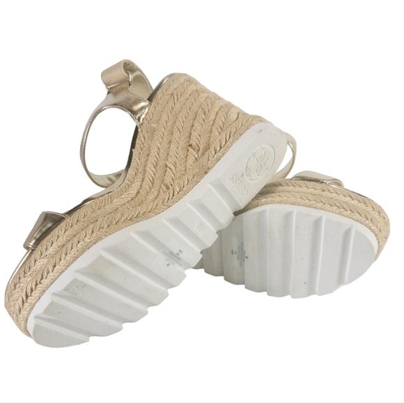 Guess Golden Espadrille Wedge Sandals Gold -6 - Picture 4 of 4